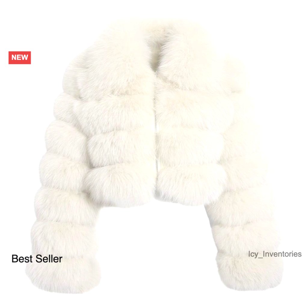 Fluffy Faux Fur Cropped Jacket Zip Up Puffer Winter Warm Teddy Coat